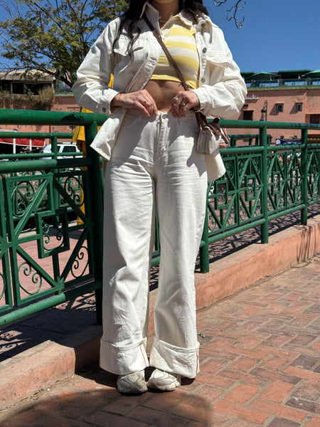Jeans Bianco Risvolto
