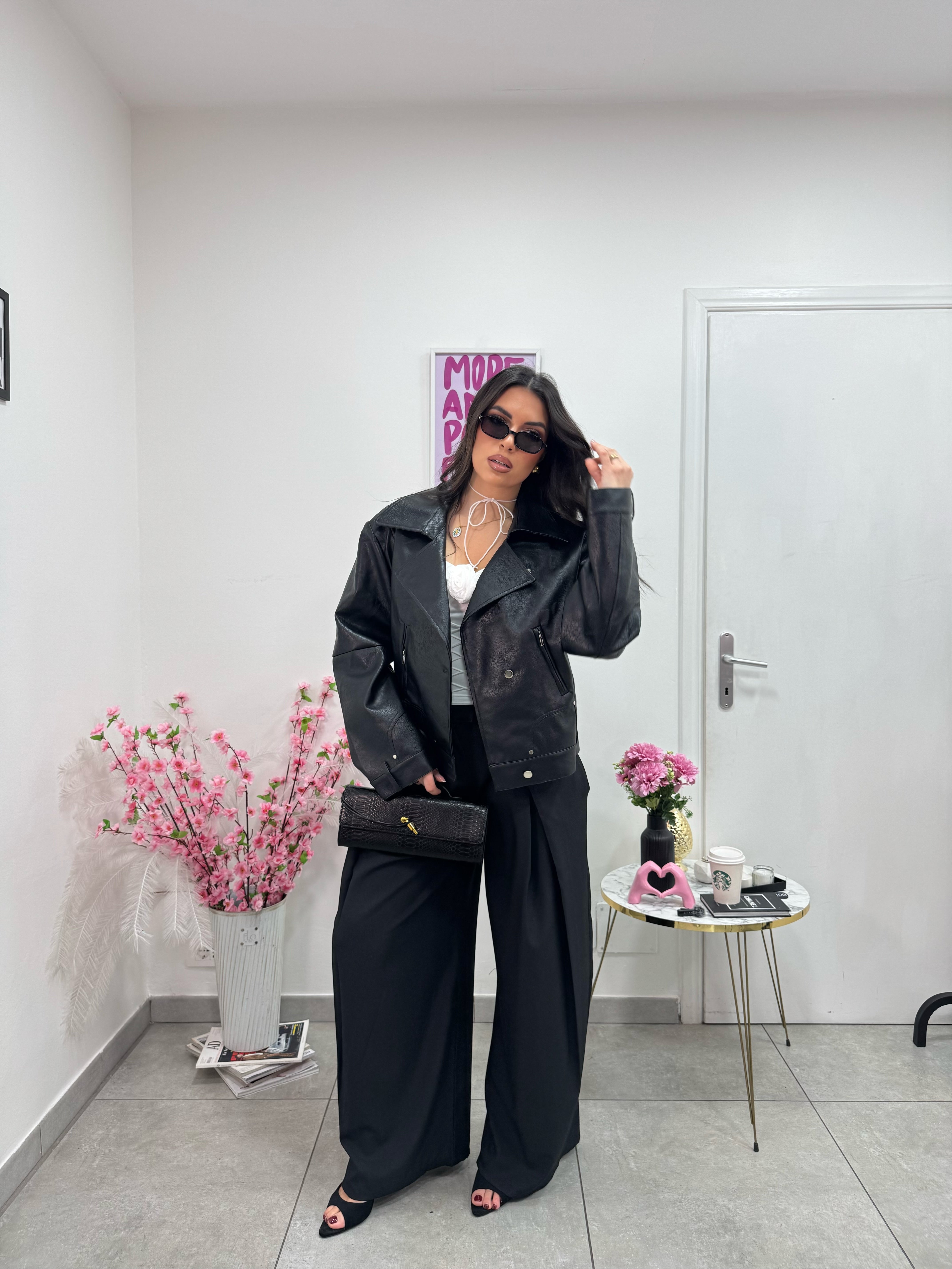 Giacca Ecopelle Strong Nera