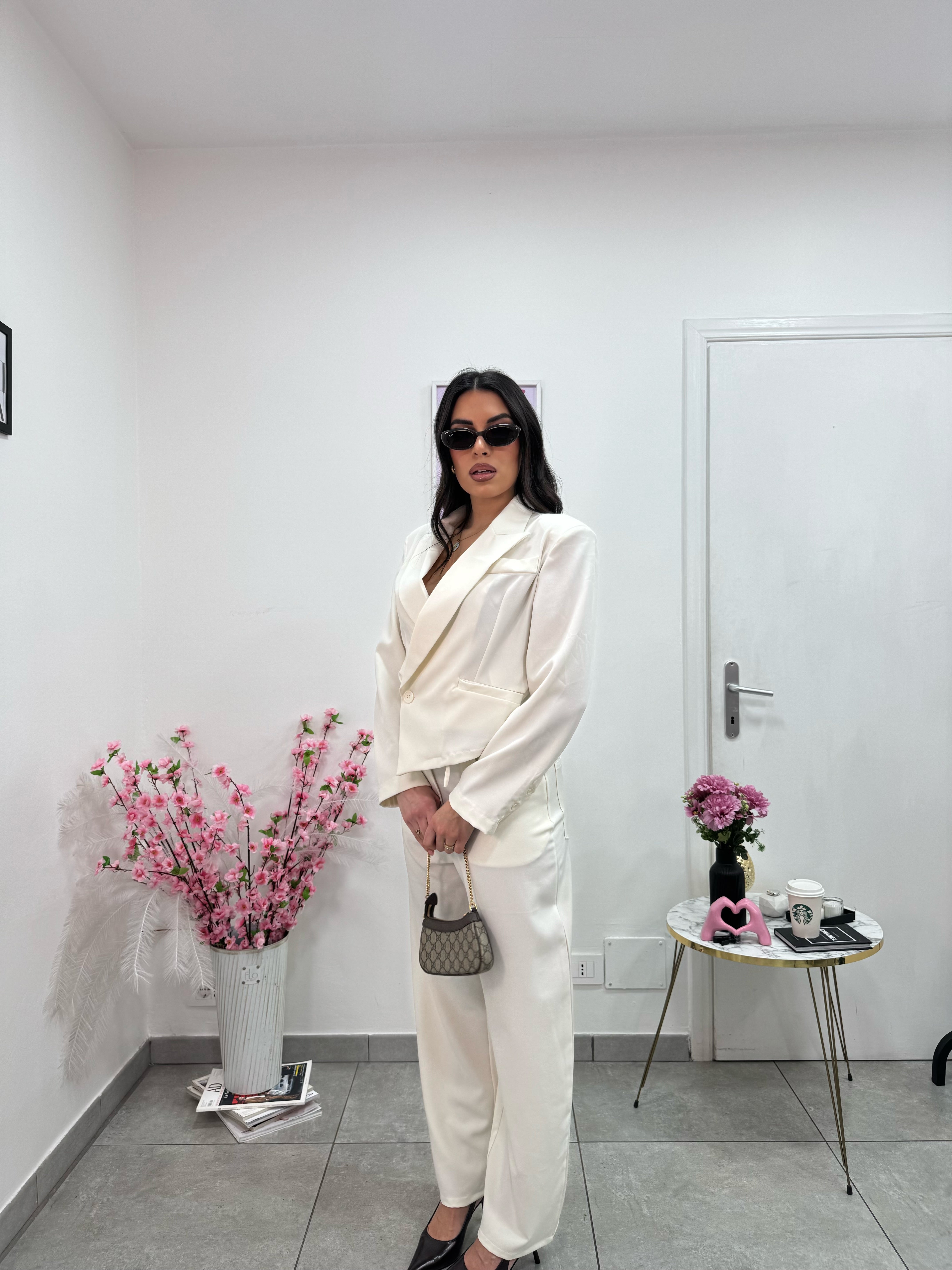 Giacca Crop Iris Panna